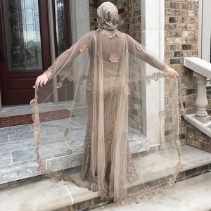 Elegant Dress with Cape 2 Piece Lace Crochet style